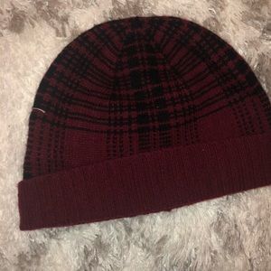 Red and black beanie